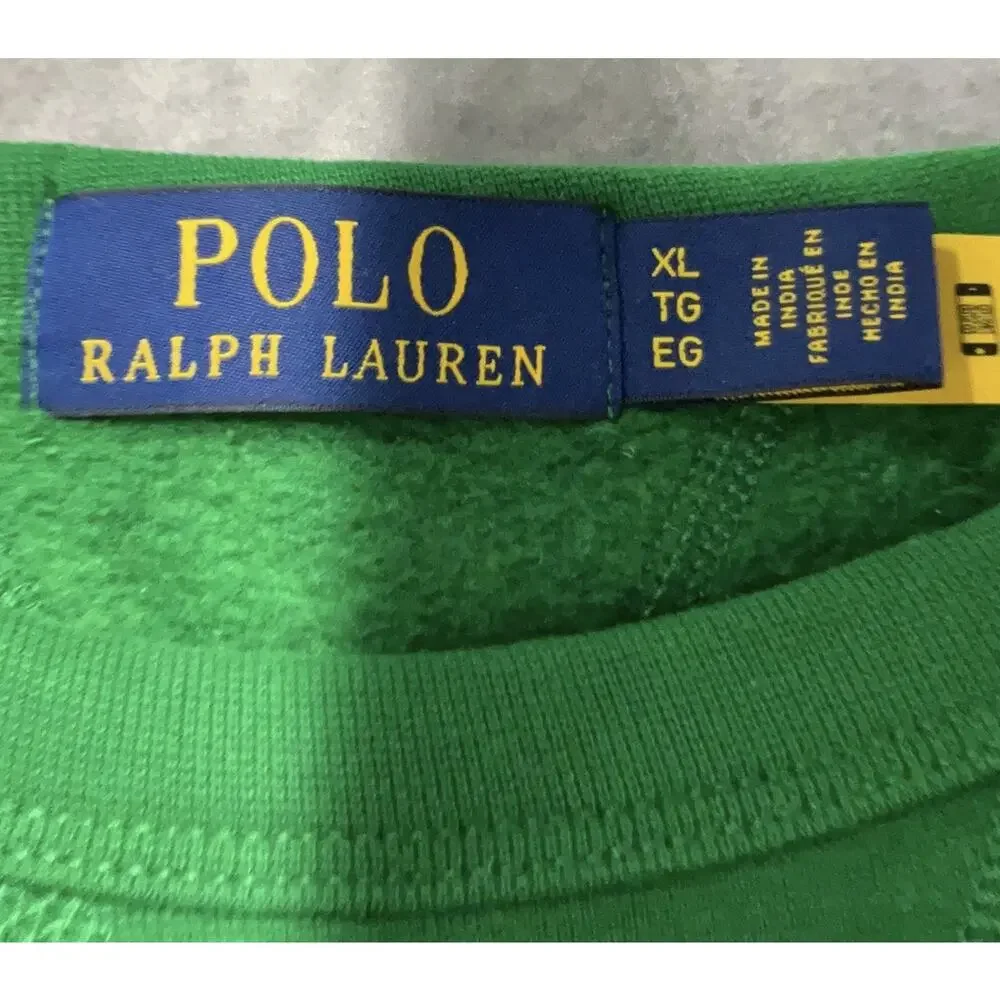 Polo Ralph Lauren Dark Green Orange CORDUROY LOGO Sweatshirt Men's XL PONY